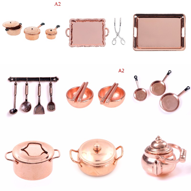 Gaming Kitchen Accessories - 1:12 Scale Dollhouse Miniature Rose Gold