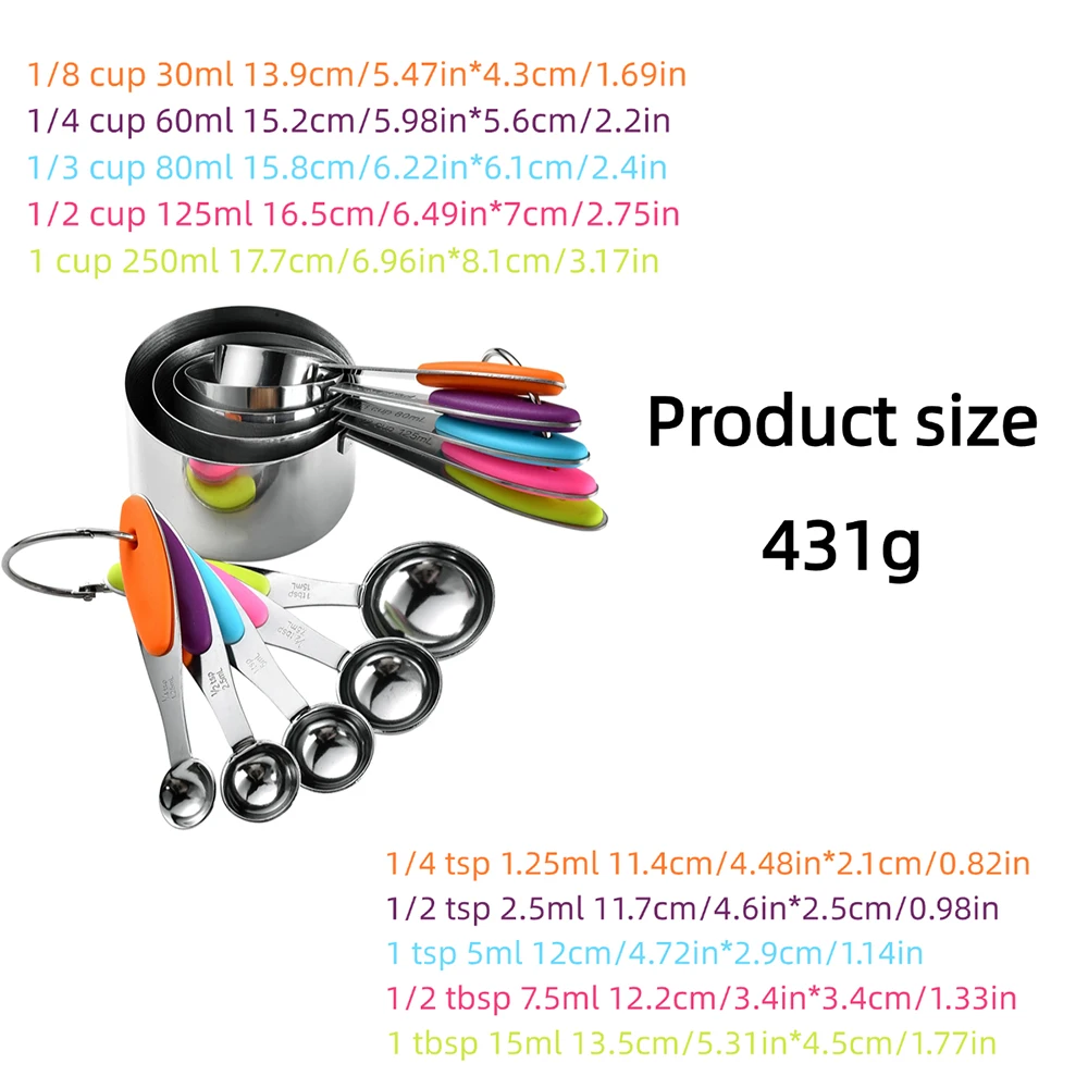 5/10Pcs Stainless Steel Measur - огляд і ціна Gaming Kitchen Accessories