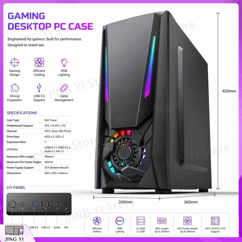 ATX Gaming PC Case Tempered Gl - огляд і ціна Gaming Hardware And Accessories