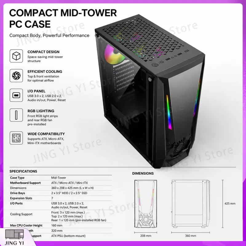 ATX Gaming PC Case Tempered Gl - огляд і ціна Gaming Hardware And Accessories